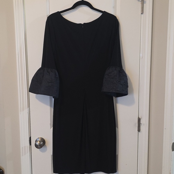 Ralph Lauren Black Bell Sleeve Sheath Dress Evening CocktailDress - Picture 2 of 7